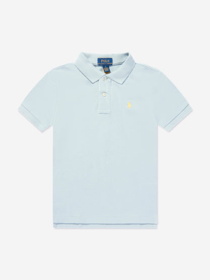 男童蓝色徽标 Polo 衫