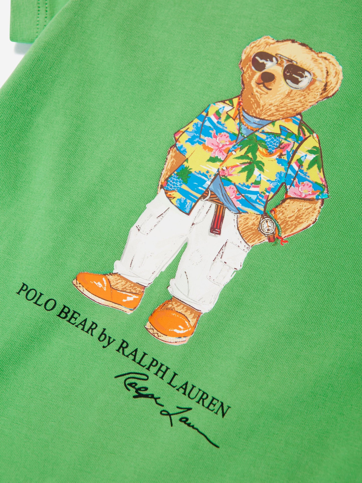 Ralph Lauren 男婴绿色小熊连体衣