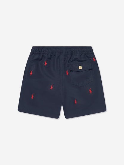 Ralph Lauren 男童海军蓝徽标泳裤