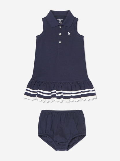 Ralph Lauren 女婴海军蓝水手马球连衣裙