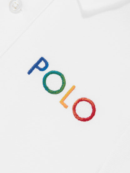 男童白色徽标 Polo 衫