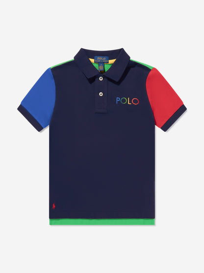 男童海军蓝徽标 Polo 衫