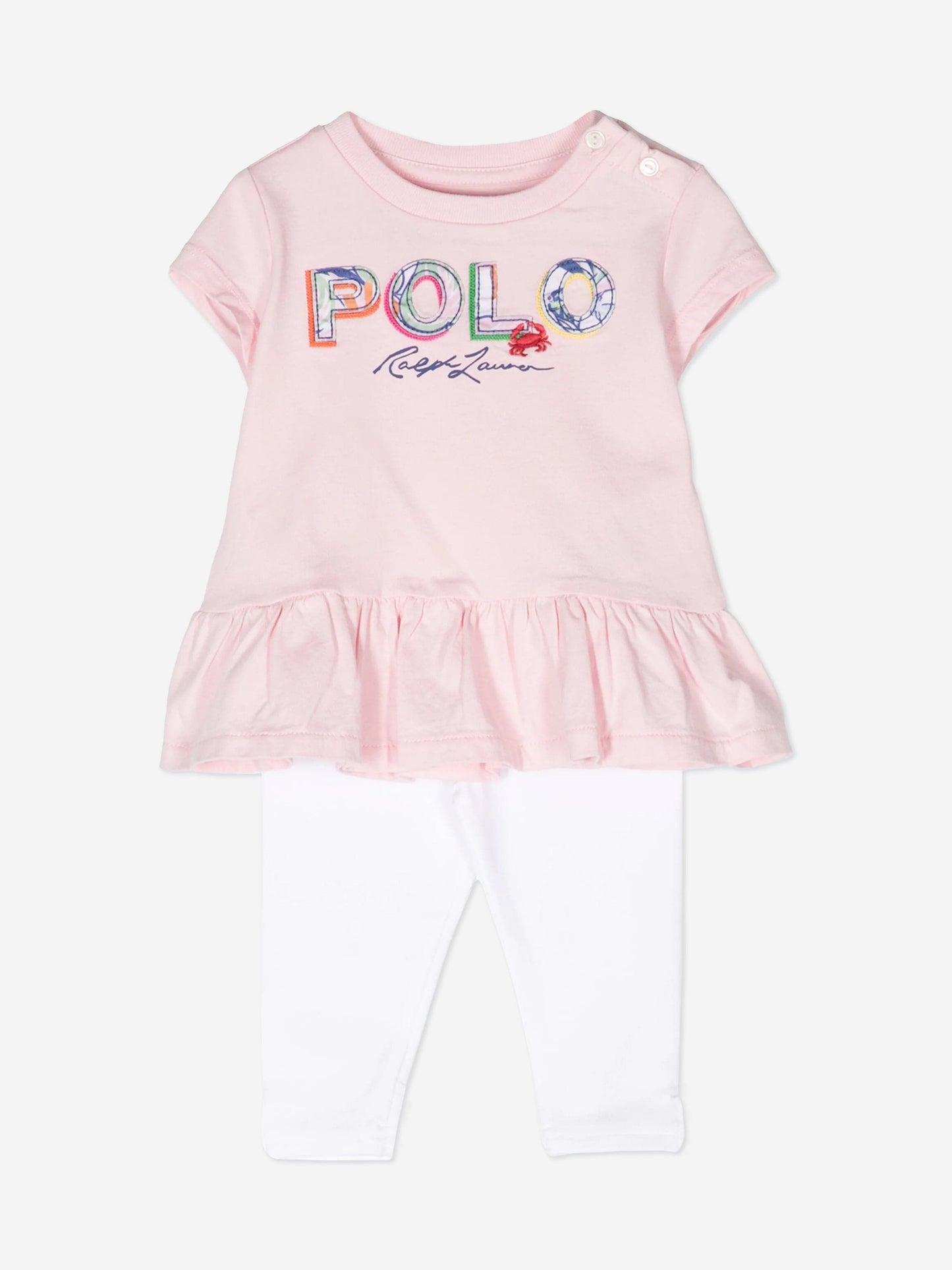 Ralph Lauren 女婴 Polo 紧身裤套装（粉色）