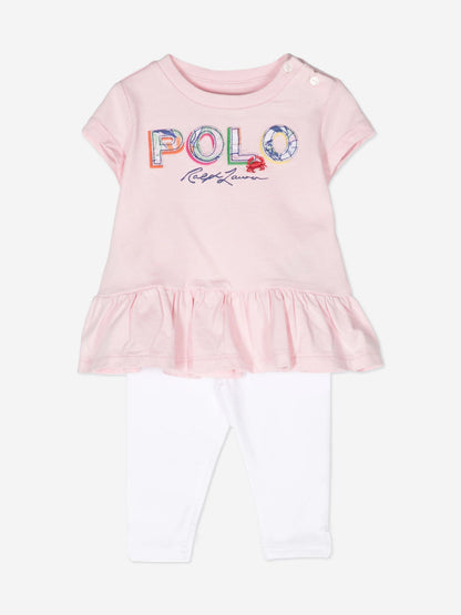 Ralph Lauren 女婴 Polo 紧身裤套装（粉色）