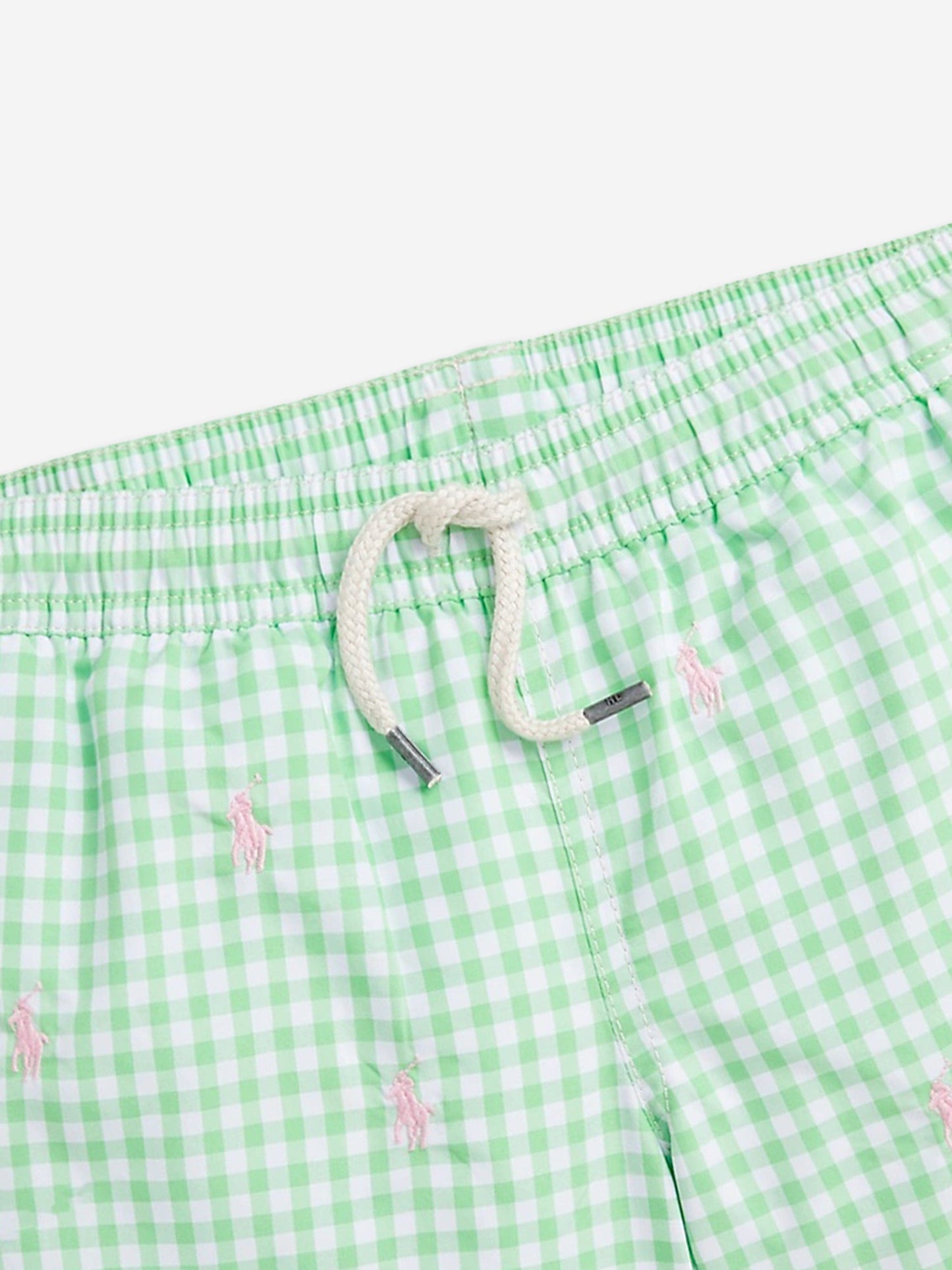 Ralph Lauren 男童绿色格纹徽标泳裤
