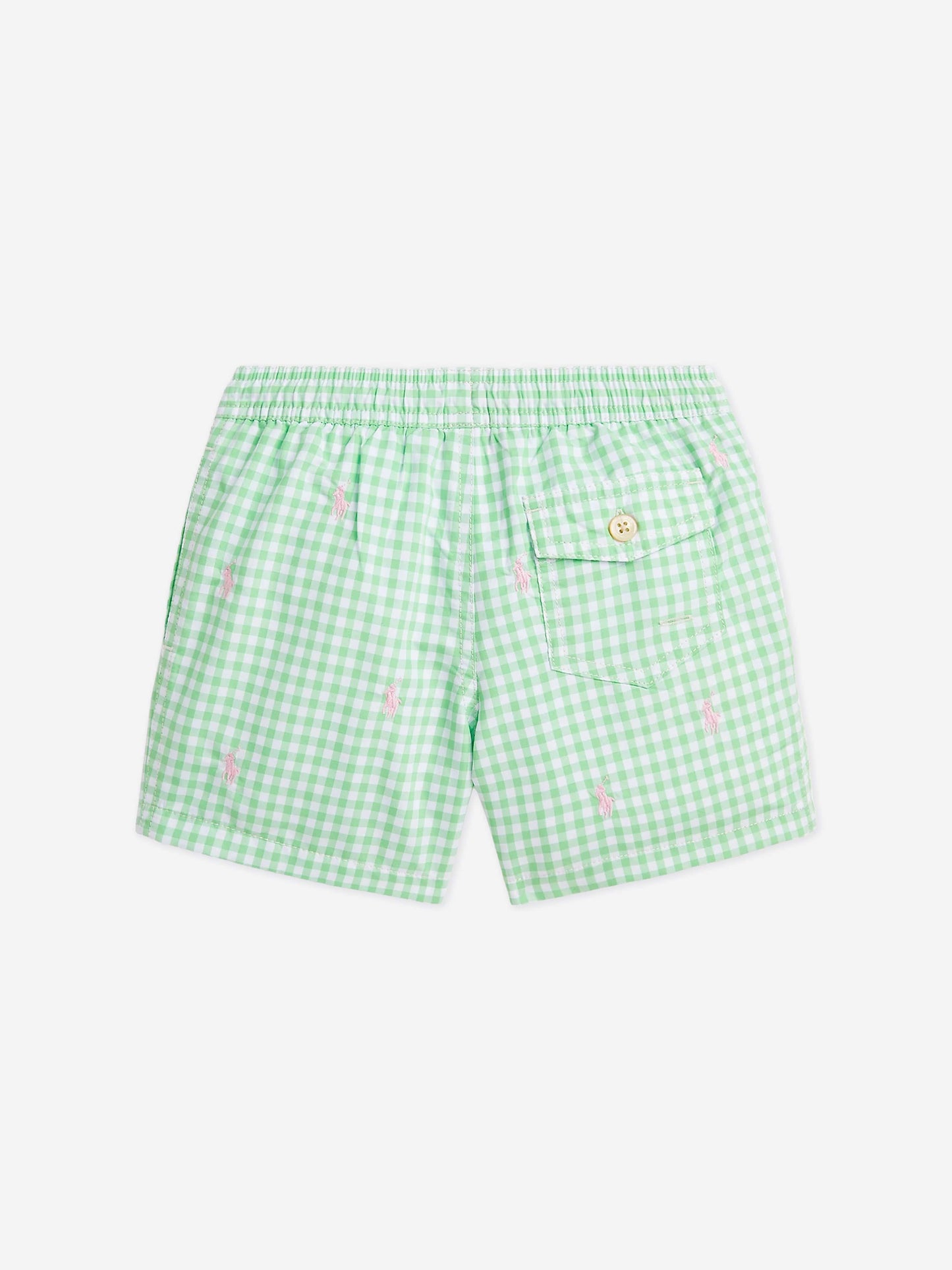 Ralph Lauren 男童绿色格纹徽标泳裤