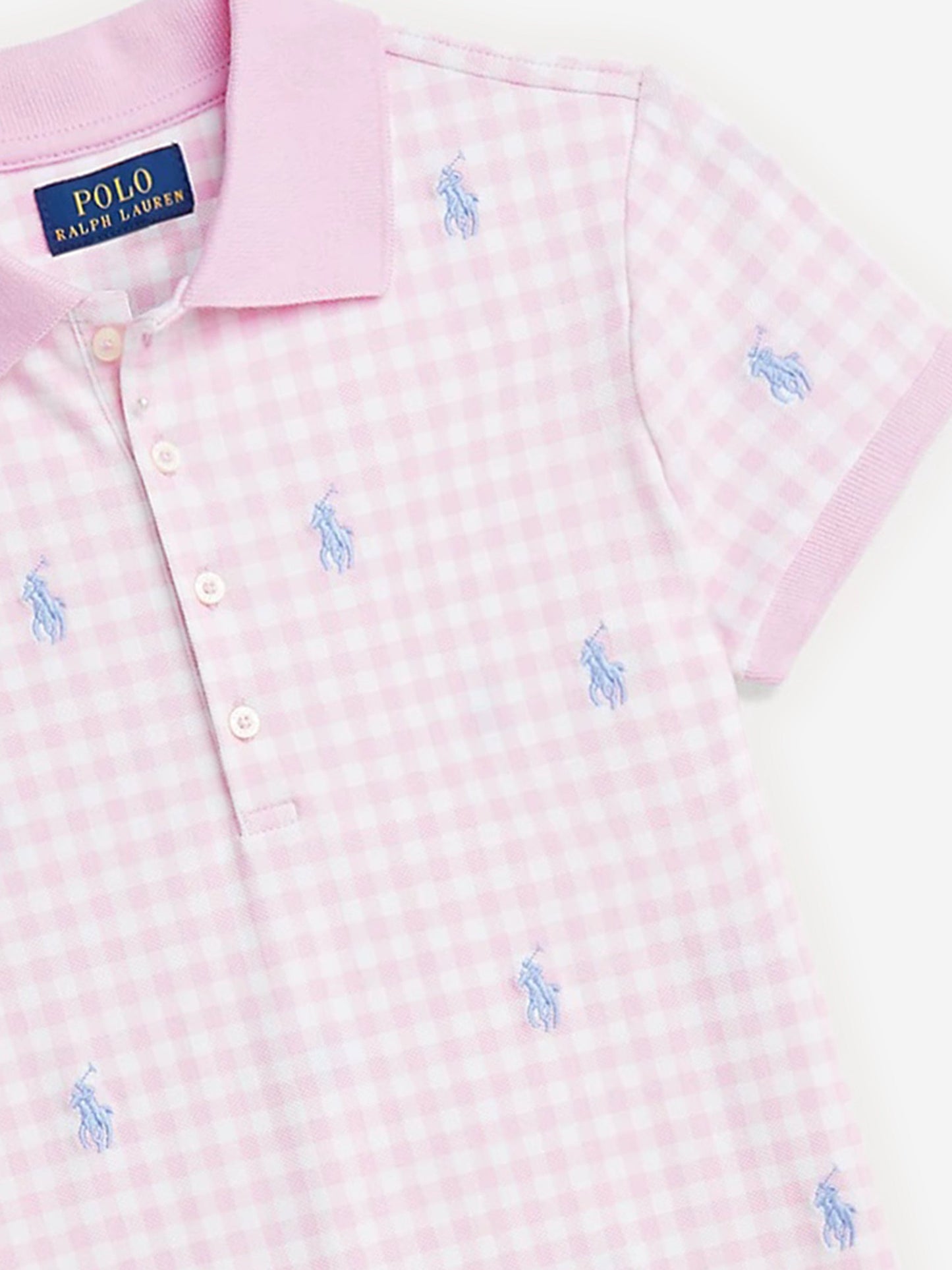 Ralph Lauren 女童粉色格纹 Polo 连衣裙