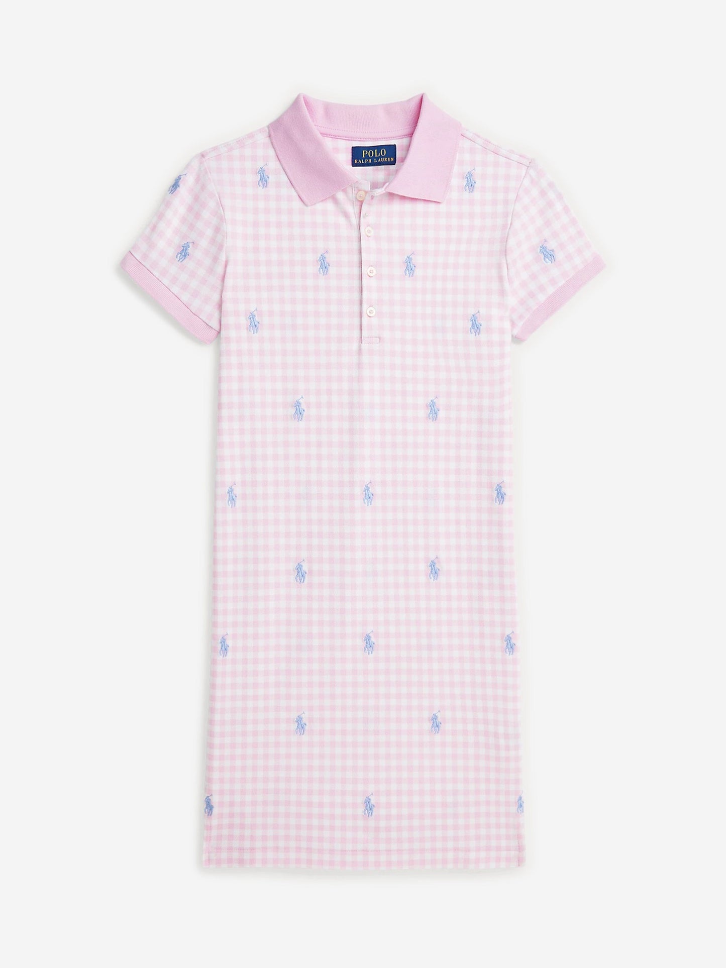 Ralph Lauren 女童粉色格纹 Polo 连衣裙
