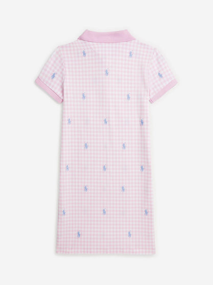 Ralph Lauren 女童粉色格纹 Polo 连衣裙