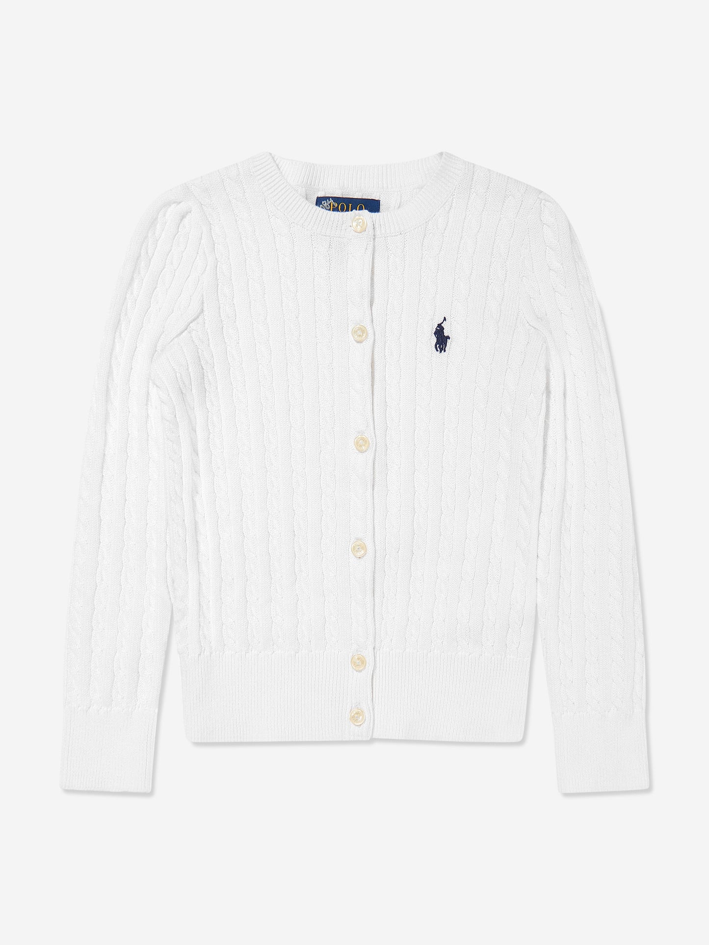 Girls Mini Cable Knit Cardigan in White