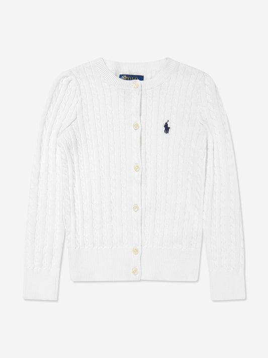 Girls Mini Cable Knit Cardigan in White