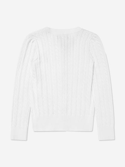 Girls Mini Cable Knit Cardigan in White