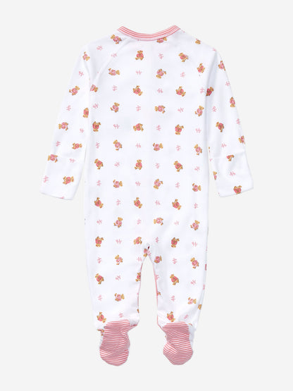 Baby Girls Bear Babygrow in White