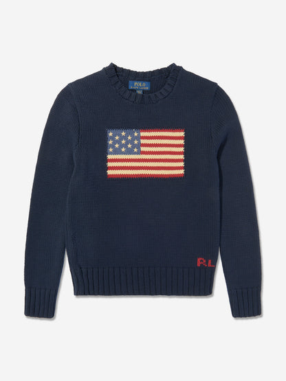 Boys Flag Jumper in Navy