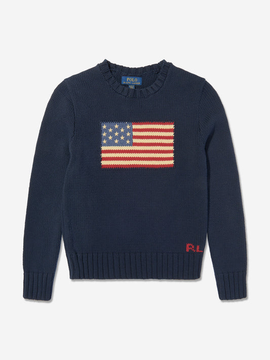 Boys Flag Jumper in Navy