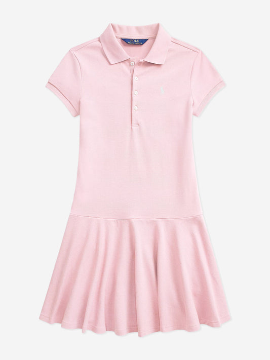 Girls Logo Polo Dress in Pink