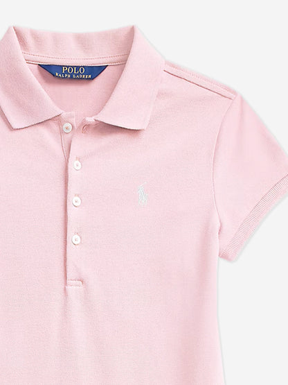 Girls Logo Polo Dress in Pink
