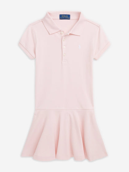 Girls Logo Polo Dress in Pink
