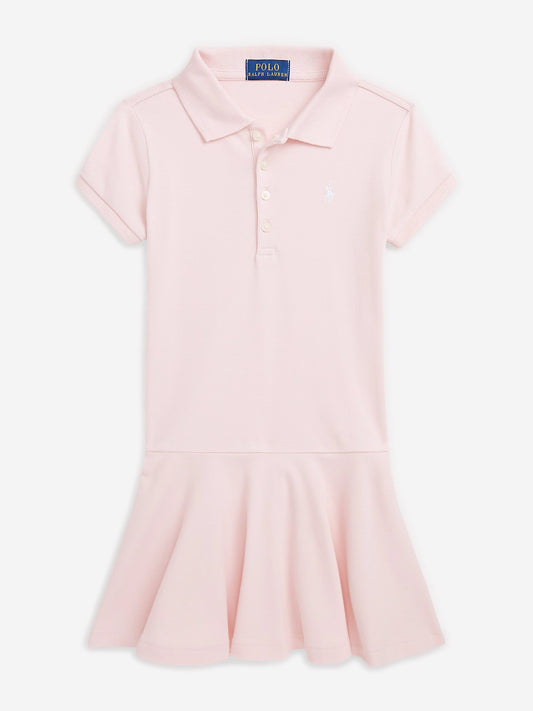 Girls Logo Polo Dress in Pink