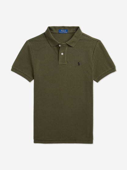 Boys Slim Fit Polo Shirt in Green