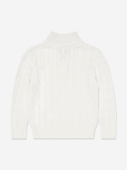 Boys Half Zip Jumper in White