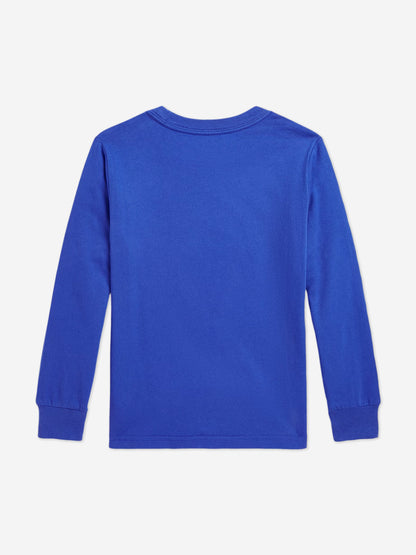 Boys Long Sleeve Polo Bear T-Shirt in Blue