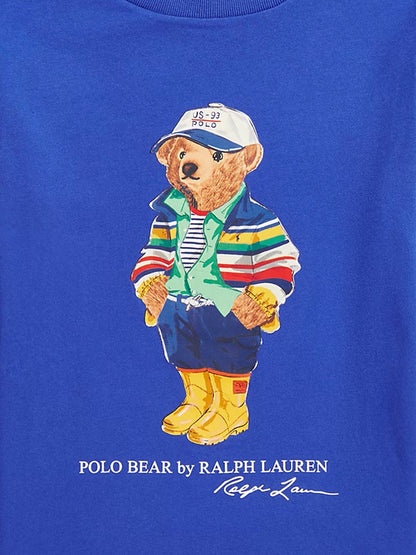 Boys Long Sleeve Polo Bear T-Shirt in Blue