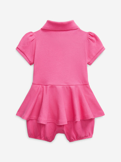 Baby Girls Peplum Bubble Romper in Pink