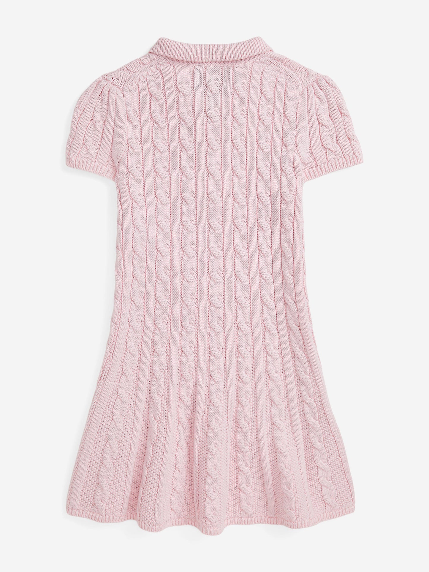 Girls Classic Cable Knit Dress in Pink