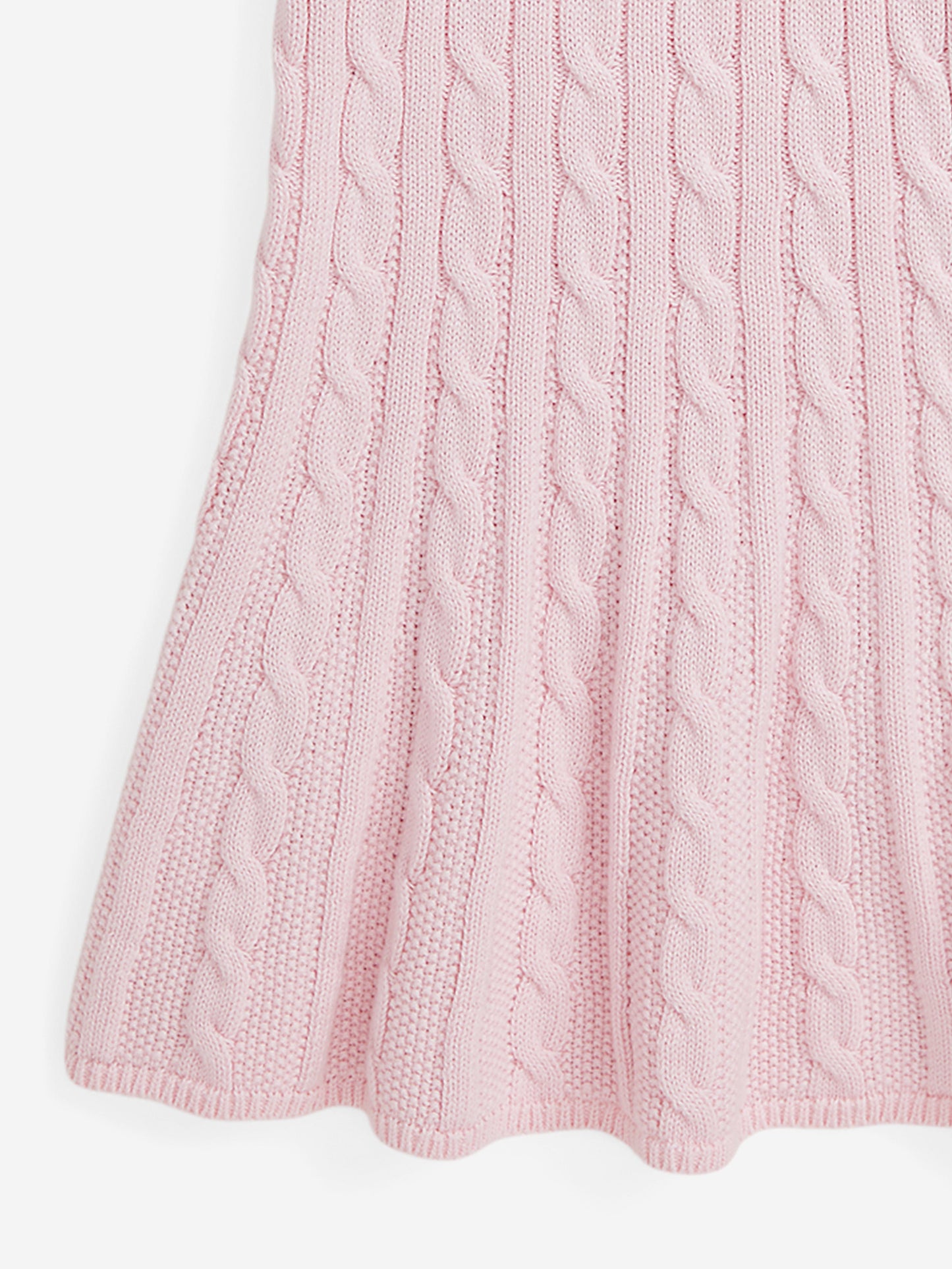 Girls Classic Cable Knit Dress in Pink