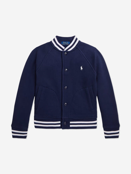 Boys Jersey Bomber Jacket in Navy