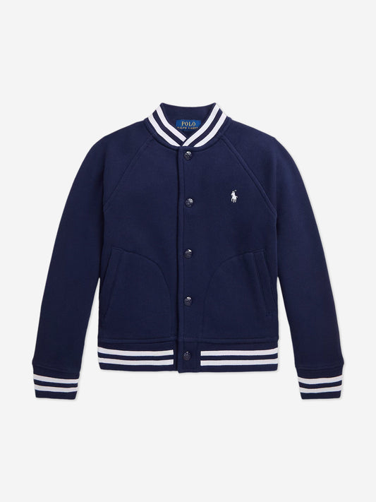 Boys Jersey Bomber Jacket in Navy