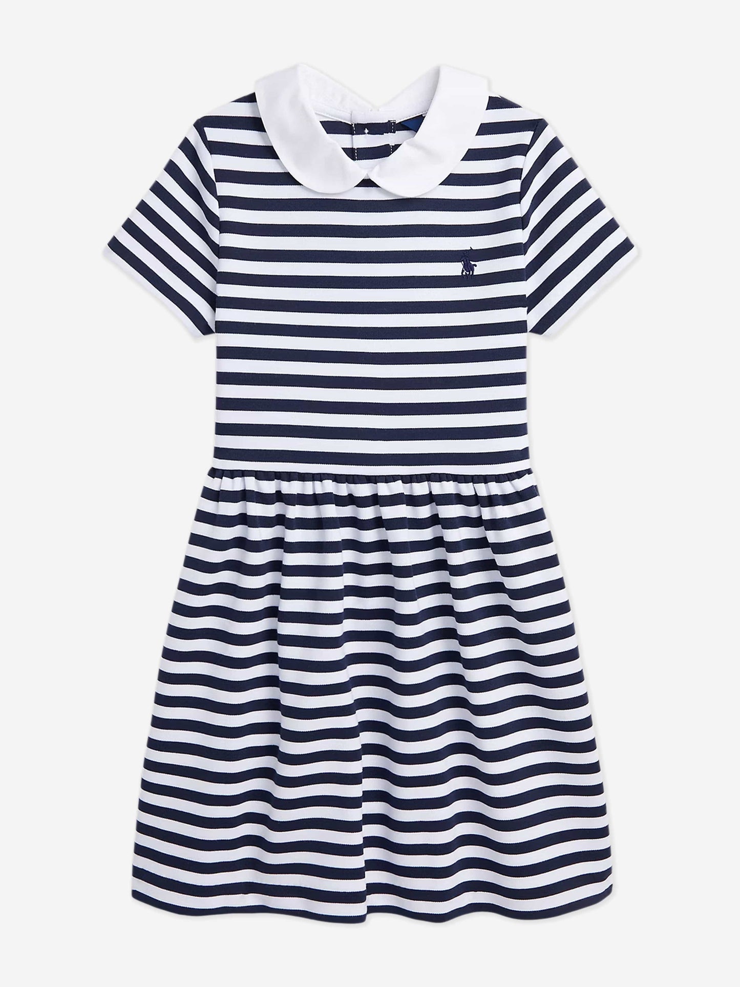 Girls Striped Occasion Dress in Navy