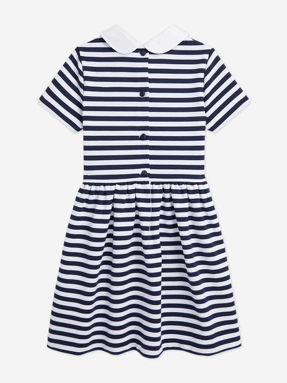 Girls Striped Occasion Dress in Navy
