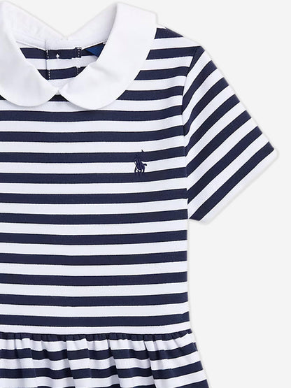 Girls Striped Occasion Dress in Navy