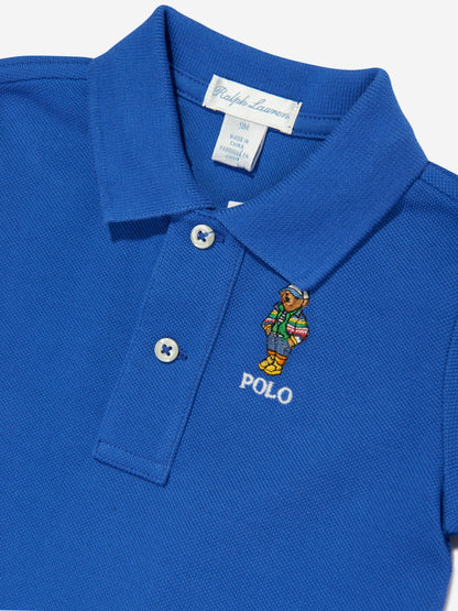Baby Boys Bear Polo Shirt in Blue