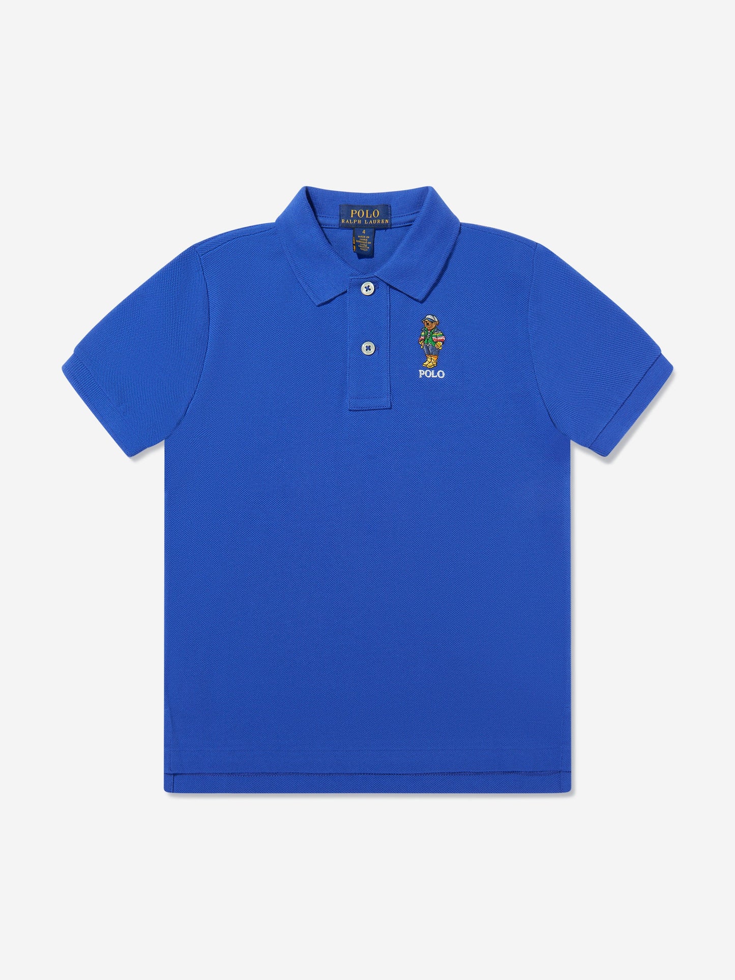 Boys Bear Polo Shirt in Blue