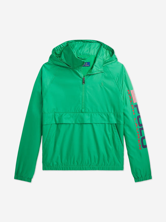 Boys Casey Half Zip Windbreaker in Green