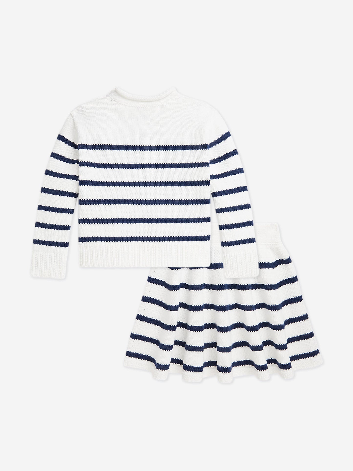 Girls Striped Skirt Set in White