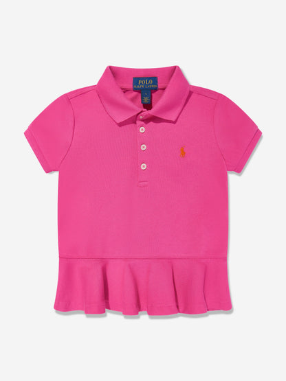 Girls Peplum Polo Shirt in Pink