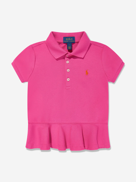 Girls Peplum Polo Shirt in Pink