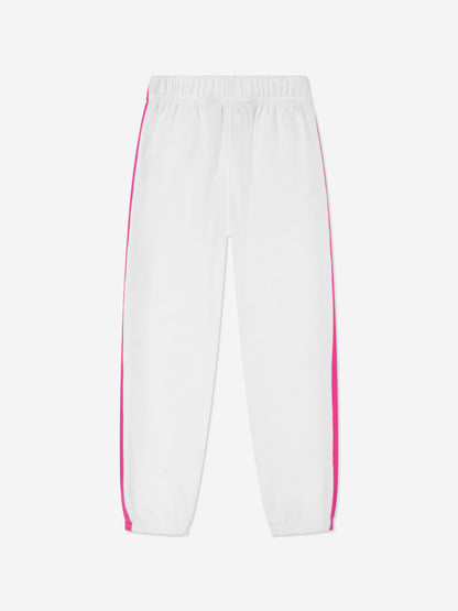 Girls Side Stripe Joggers in White