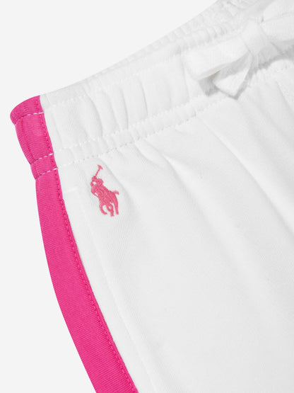 Girls Side Stripe Joggers in White