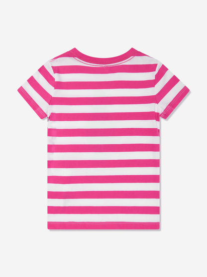 Girls Striped Polo Bear T-Shirt in Pink