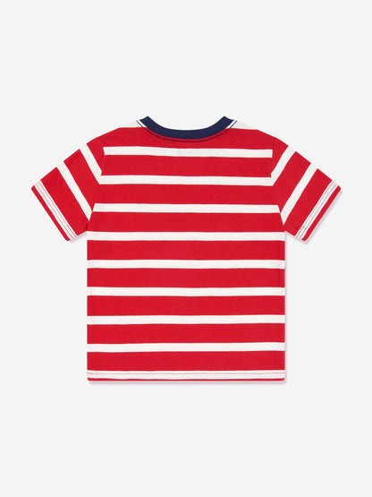 Boys Striped Logo T-Shirt in Red