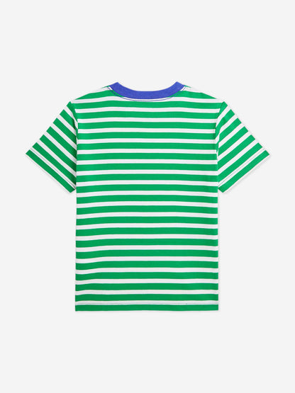 Boys Striped Logo T-Shirt in Green