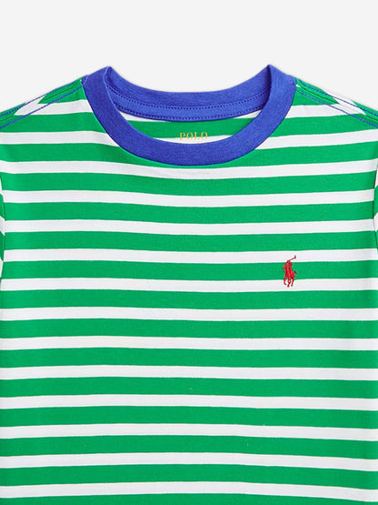 Boys Striped Logo T-Shirt in Green