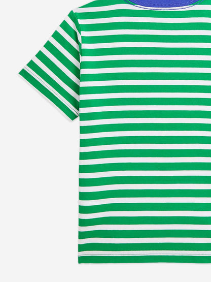 Boys Striped Logo T-Shirt in Green