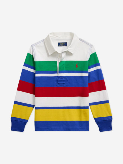 Boys Striped Rugby Shirt in Multicolour