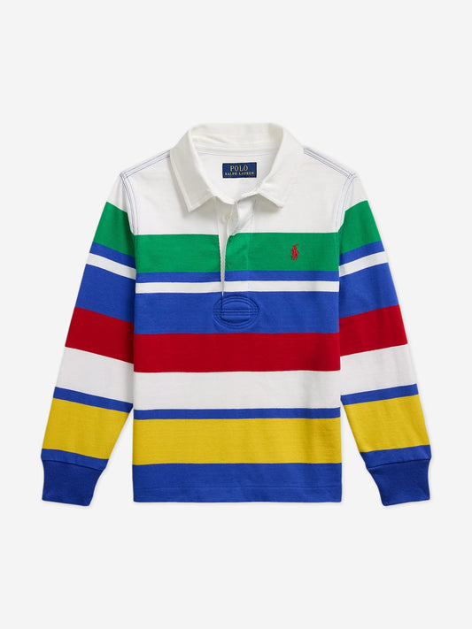 Boys Striped Rugby Shirt in Multicolour